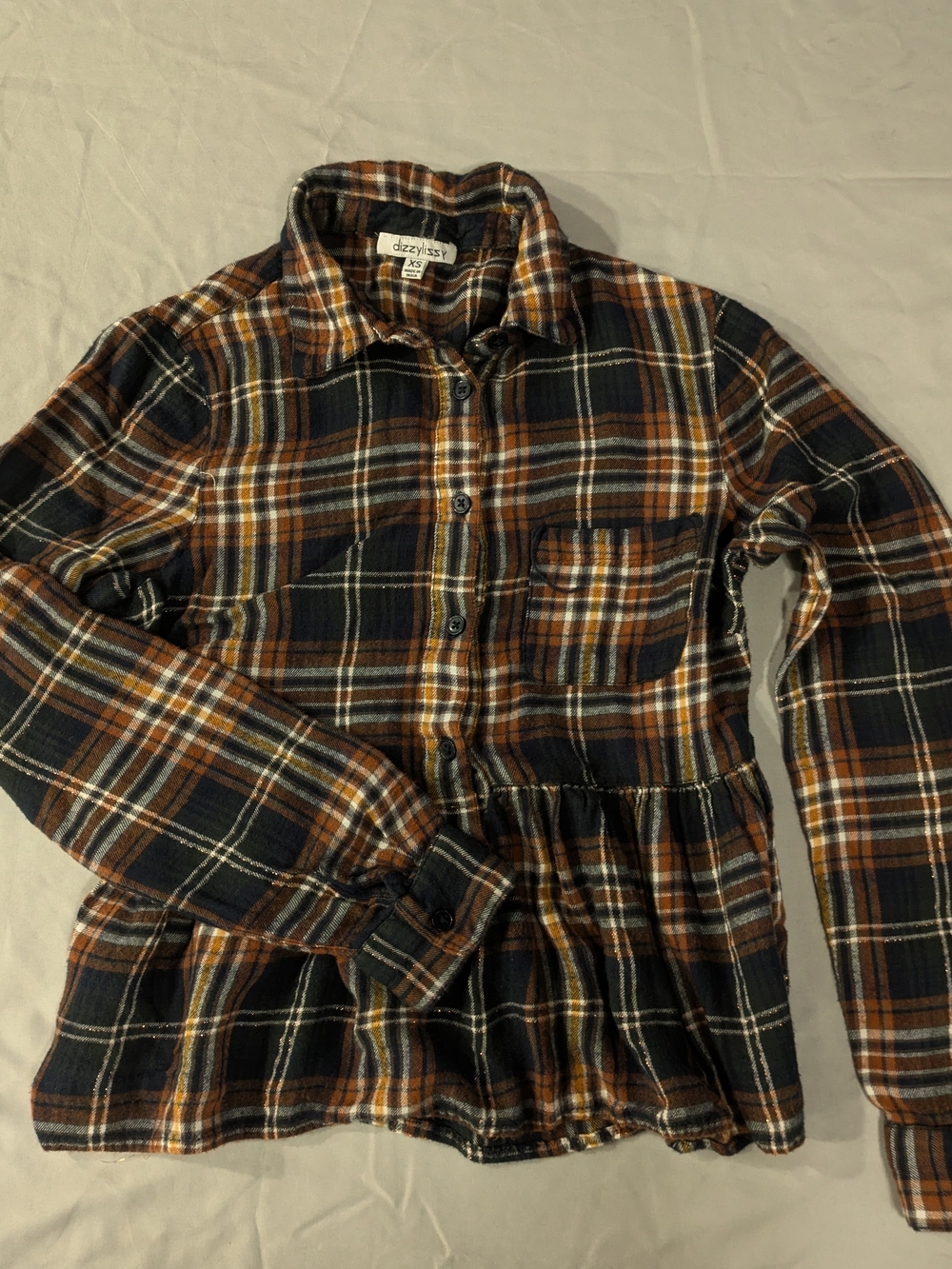 DizzyLizzy  Brown and Cream Plaid Button-Down Shirt